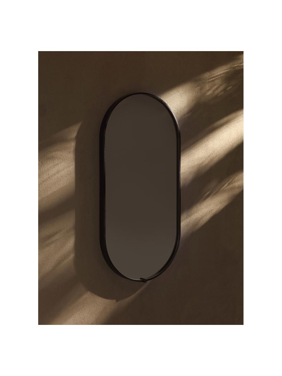 Oválné nástěnné zrcadlo s LED podsvícením Avior, Černá, Š 45 cm, V 90 cm