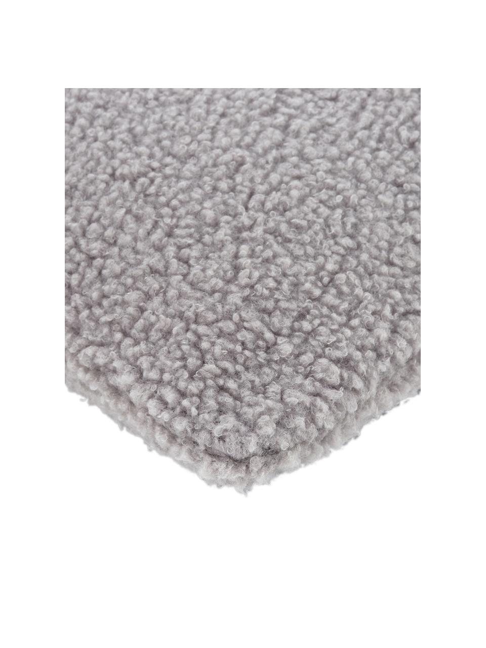 Housse de coussin rectangulaire tissu peluche gris clair Mille, 100 % polyester (tissu peluche), Gris clair, larg. 30 x long. 50 cm