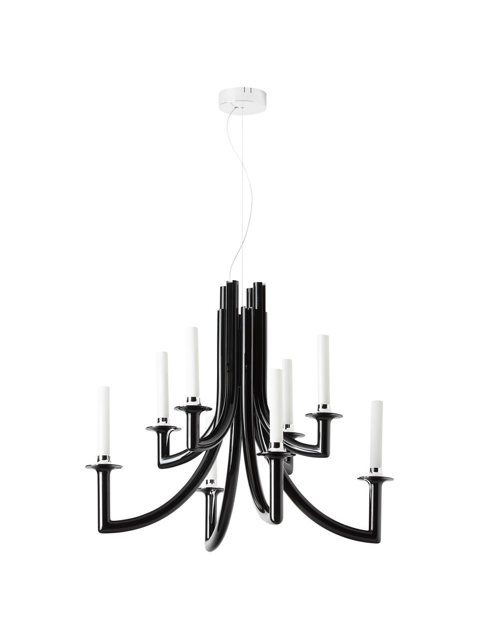 Kroonluchter Khan, Lamp: kunststof, Glanzend zwart, Ø 77 x H 61 cm