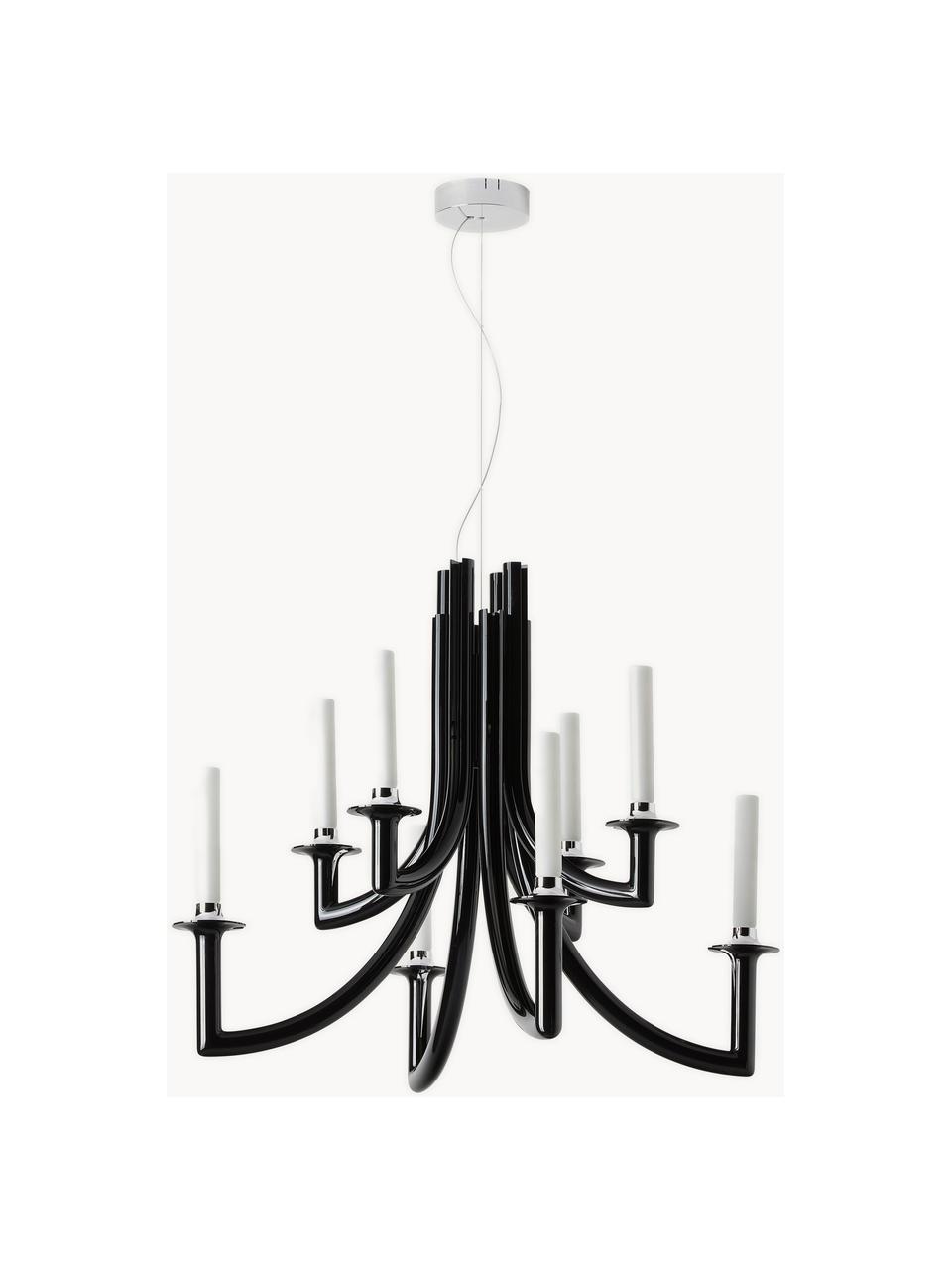 Kroonluchter Khan, Lamp: kunststof, Glanzend zwart, Ø 77 x H 61 cm