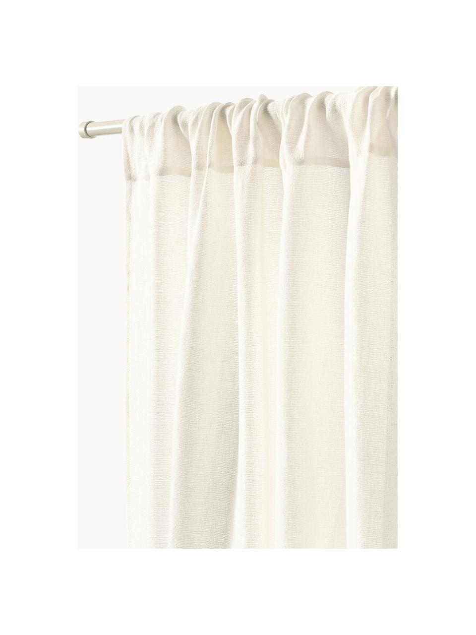 Rideaux semi-transparents avec coulisses supérieures Harmony, 2 pièces, 100 % pur lin, Blanc crème, larg. 140 x long. 260 cm