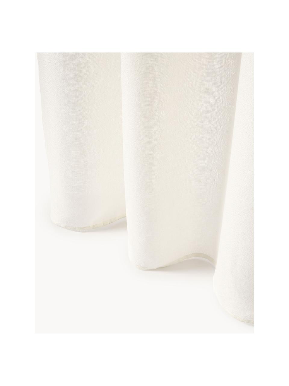 Semi-transparant gordijn Harmony met tunnelzoom, 2 stuks, 100% linnen, Gebroken wit, B 140 x L 260 cm