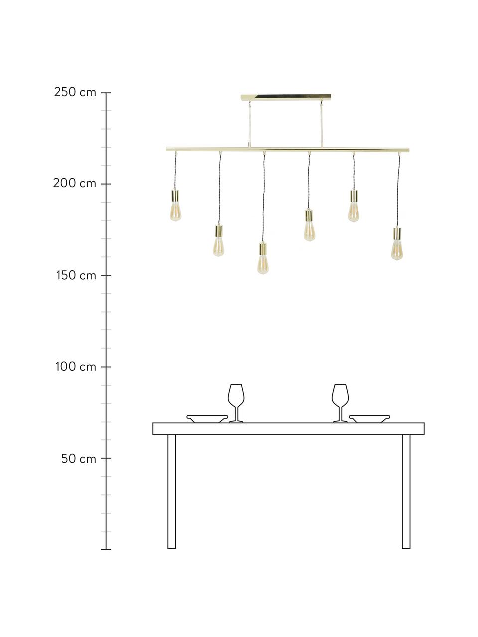 Grote hanglamp Pole in goudkleur, Frame: vermessingd staal, Fitting: aluminium, vermessingd, Baldakijn: vermessingd staal, Messingkleurig, 135 x 92 cm