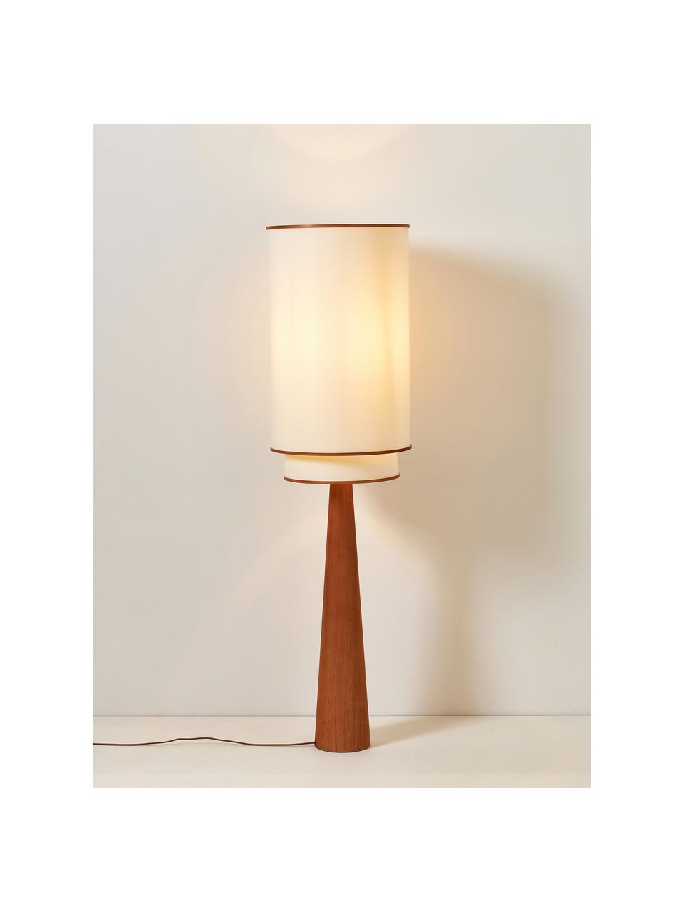 Lampa podłogowa Faro, Złamana biel, drewno bambusowe, drewno kauczukowe lakierowane na ciemno, W 152 cm