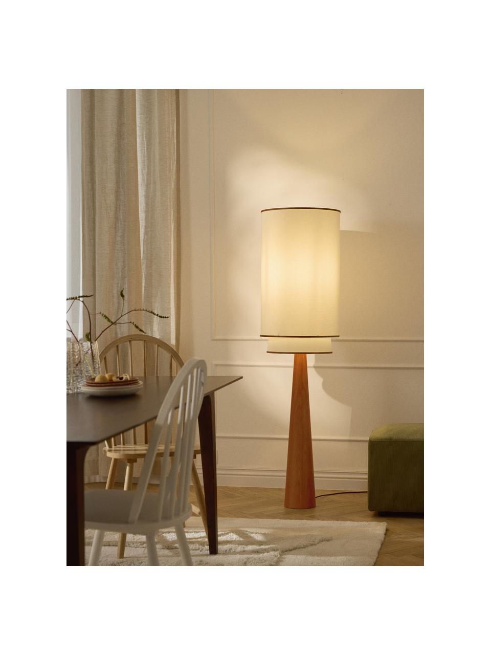 Lampa podłogowa Faro, Złamana biel, ciemne drewno bambusowe, drewno kauczukowe, W 152 cm