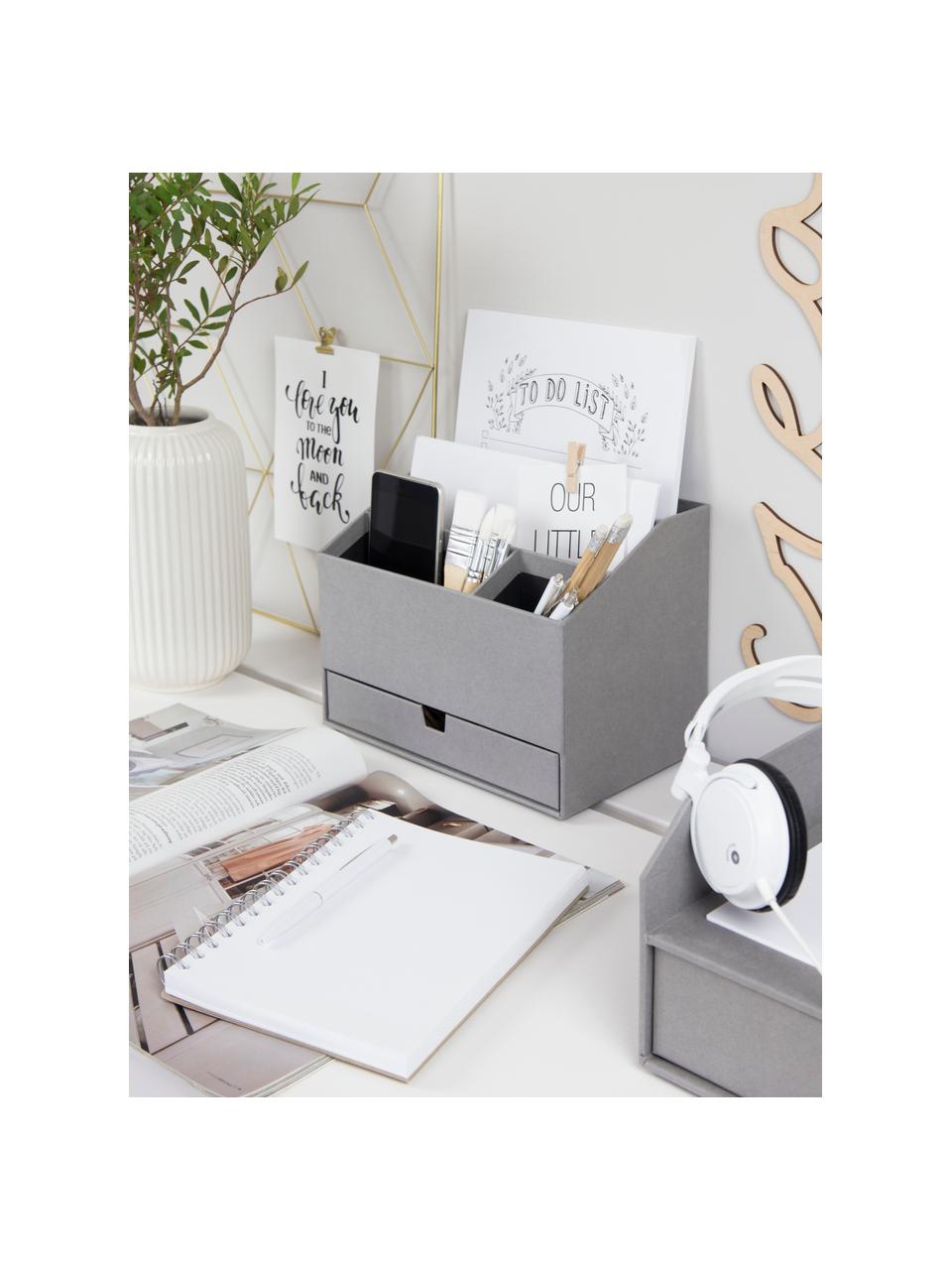 Organizer ufficio Greta, Cartone solido laminato, Grigio, Larg. 24 x Alt. 18 cm