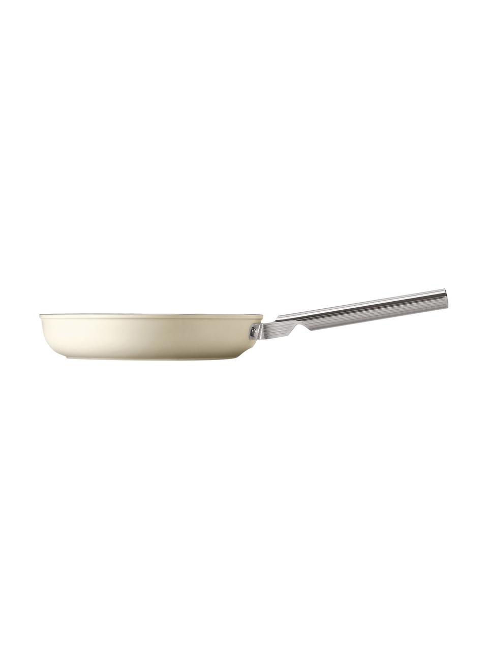 Bratpfanne 50's Style mit Antihaftbeschichtung, Korpus: Aluminium, kaltgeschmiede, Griff: Edelstahl, poliert, Off White, Ø 24 x H 11 cm