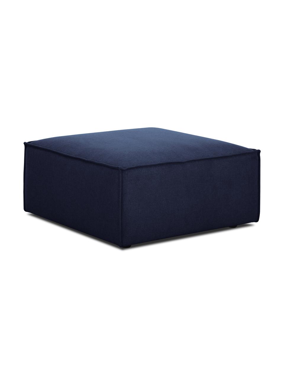 Poggiapiedi da divano in tessuto blu Lennon, Rivestimento: 100% poliestere Con 115.0, Struttura: legno di pino massiccio, , Piedini: plastica I piedini si tro, Tessuto blu, Larg. 88 x Alt. 43 cm
