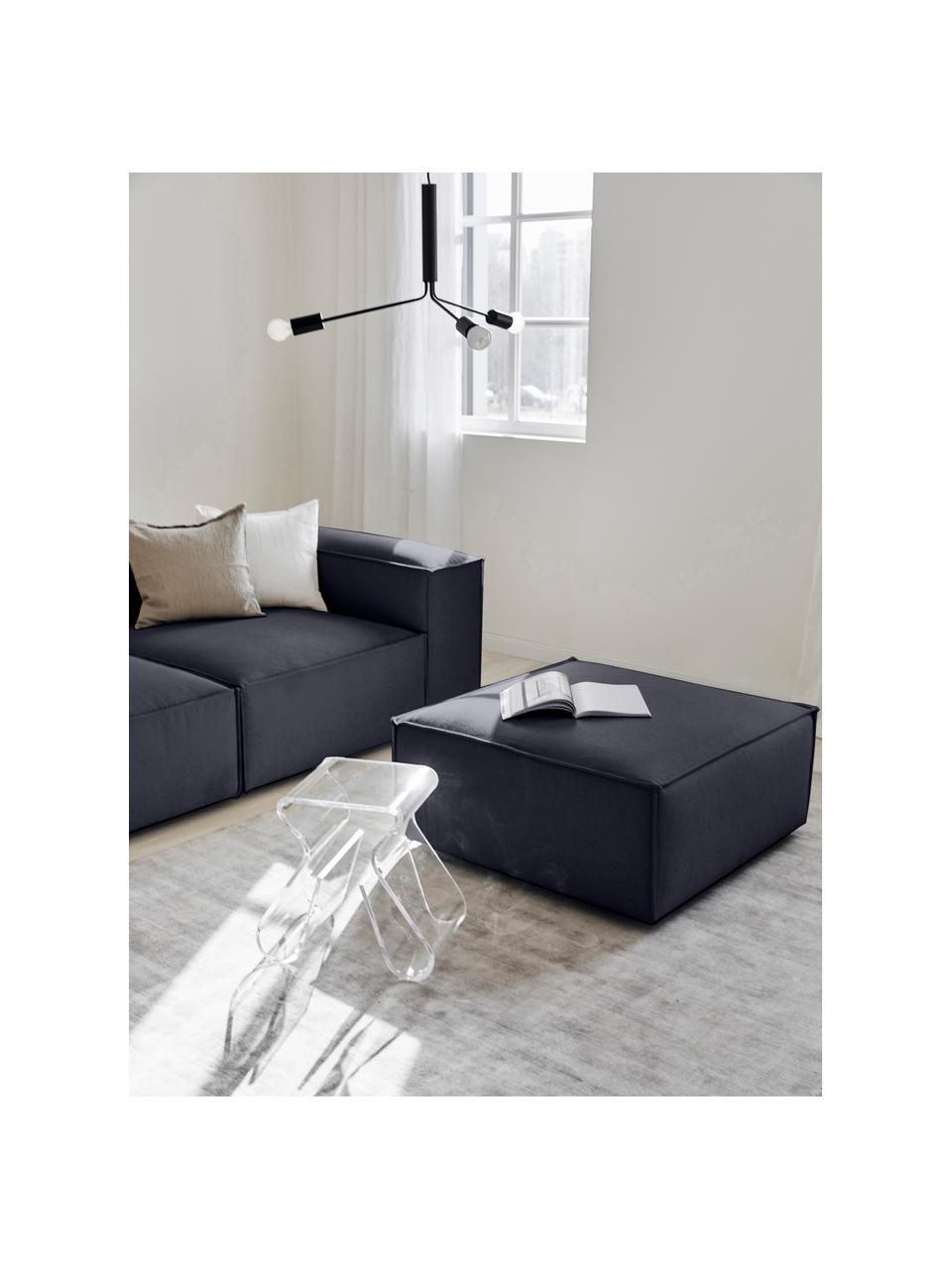 Sofa-Hocker Lennon, Bezug: 100 % Polyester Der strap, Gestell: Massives Kiefernholz, Spe, Webstoff Dunkelblau, B 88 x T 88 cm