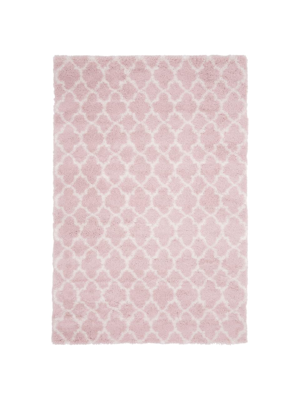 Tapis moelleux à poils longs Mona, Vieux rose, blanc crème, larg. 200 x long. 300 cm (taille L)