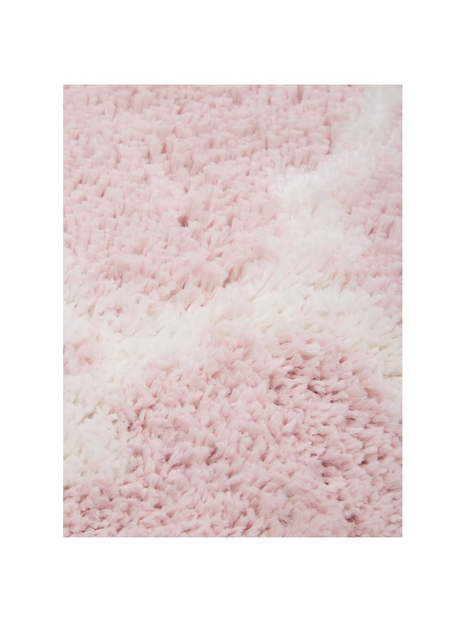 Tappeto a pelo lungo rosa cipria/crema Mona, Retro: 78% juta, 14% cotone, 8% , Rosa cipria, bianco crema, Larg. 200 x Lung. 300 cm (taglia L)