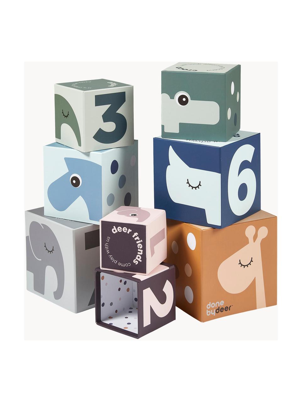 Set di 8 cubi impilabili Deer Friends, Cartone, laminato, Multicolore, Set in varie misure