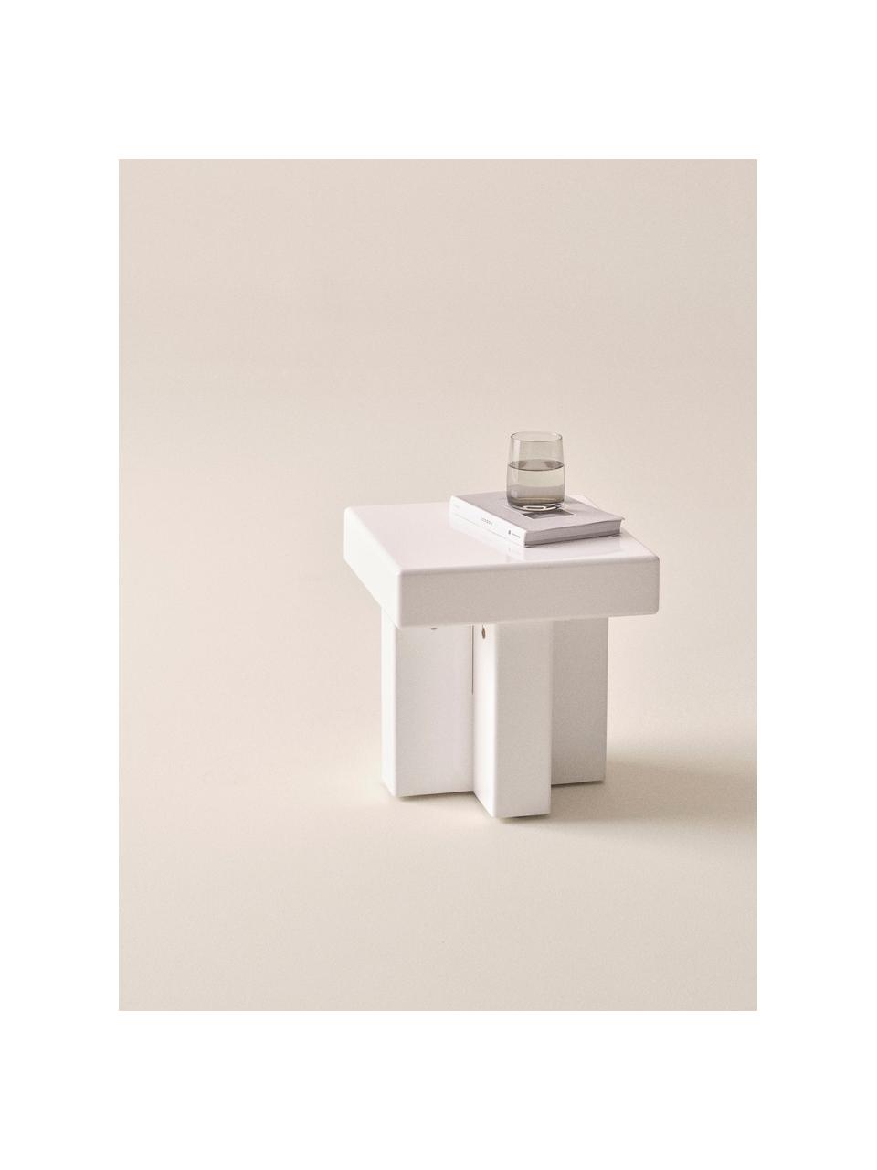 Table d'appoint Crozz, MDF (panneau en fibres de bois à densité moyenne), laqué, Blanc, larg. 40 x haut. 58 cm