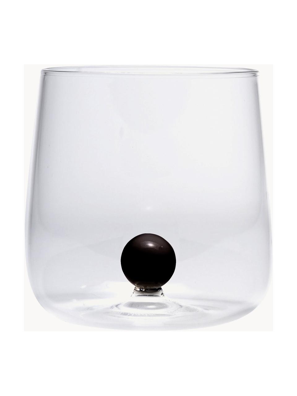 Ručne fúkané poháre na vodu z borosilikátového Bilia, 6 ks, Borosilikátové sklo, Priehľadná, čierna, Ø 9 x V 9 cm, 440 ml