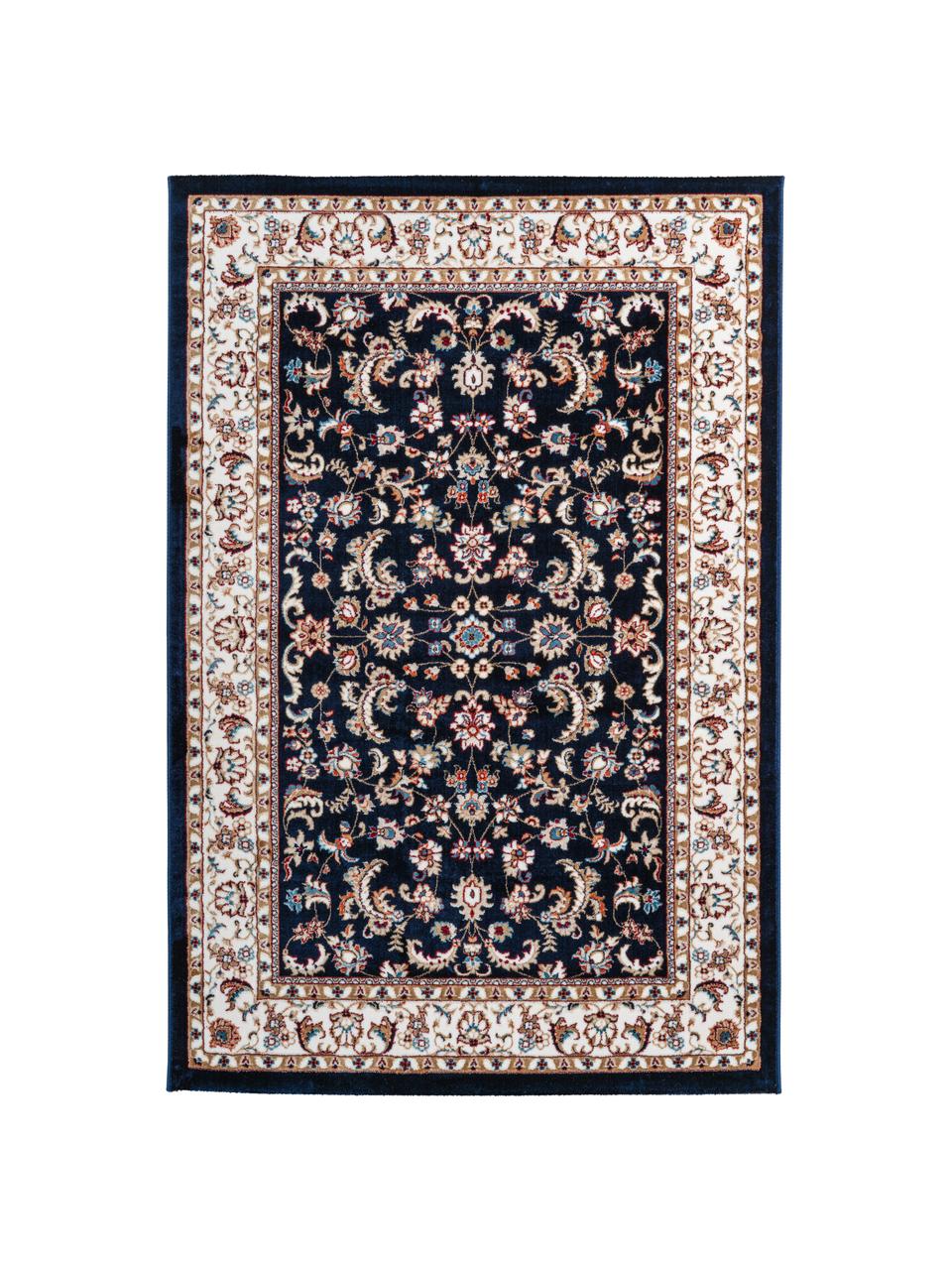 Tappeto orientale blu scuro Isfahan, 100% poliestere, Blu scuro, multicolore, Larg. 80 x Lung. 150 cm (taglia XS)