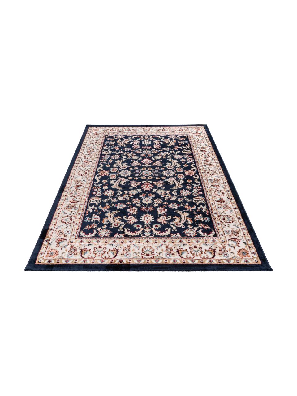 Tappeto orientale blu scuro Isfahan, 100% poliestere, Blu scuro, multicolore, Larg. 80 x Lung. 150 cm (taglia XS)