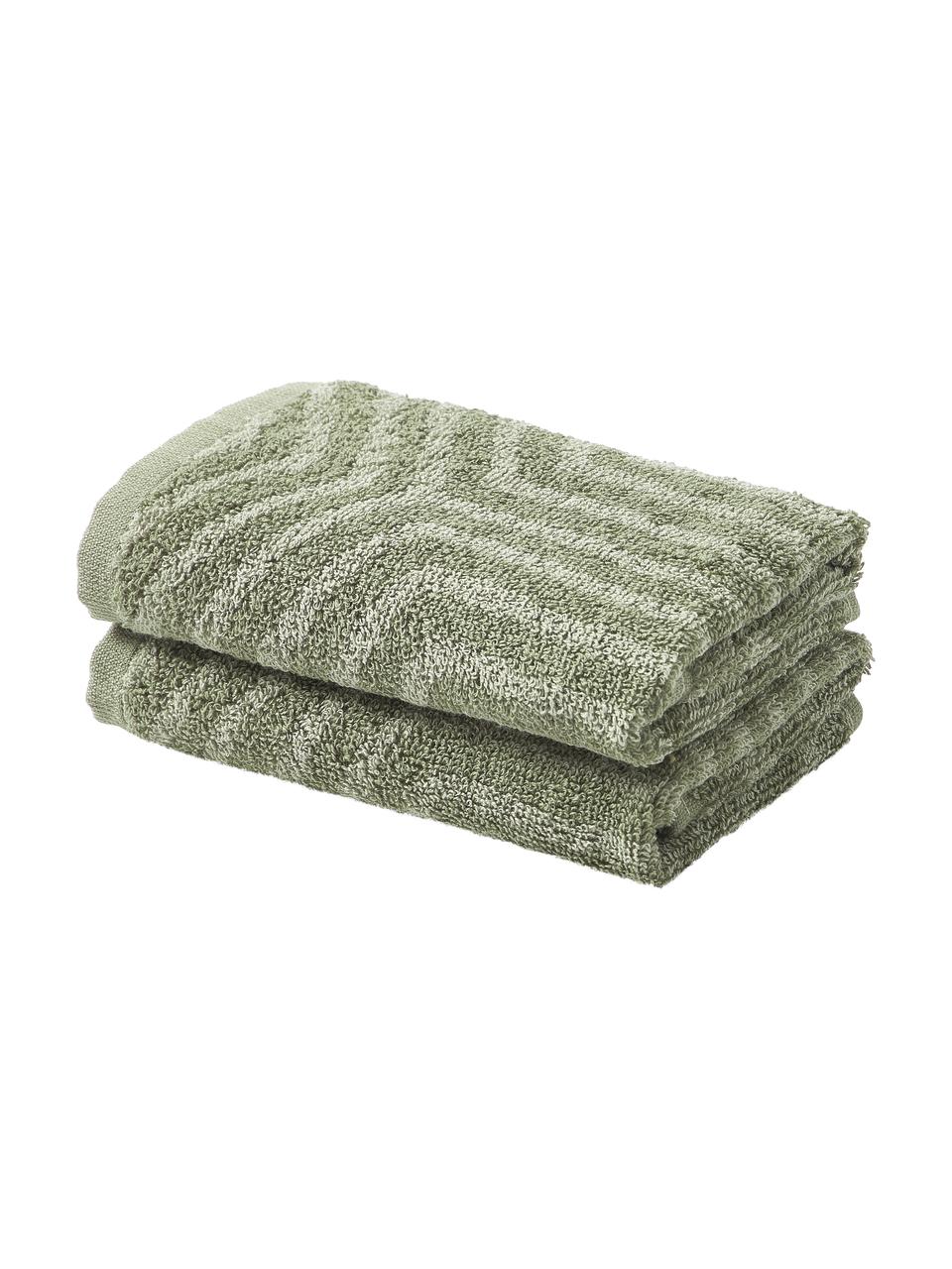 Ręcznik z bawełny Fatu, różne rozmiary, Odcienie zielonego, Ręcznik dla gości, S 30 x D 50 cm, 2 szt.