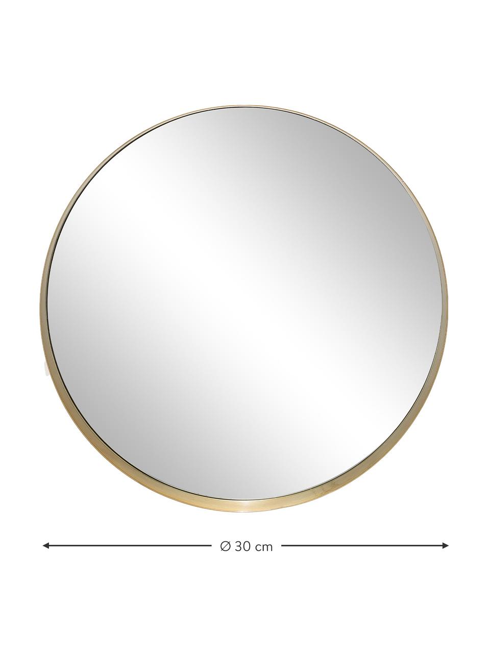 Specchio da parete rotondo con cornice dorata Metal, Cornice: metallo ottonato, Superficie dello specchio: lastra di vetro, Ottonato, Ø 30 cm x Prof. 3 cm