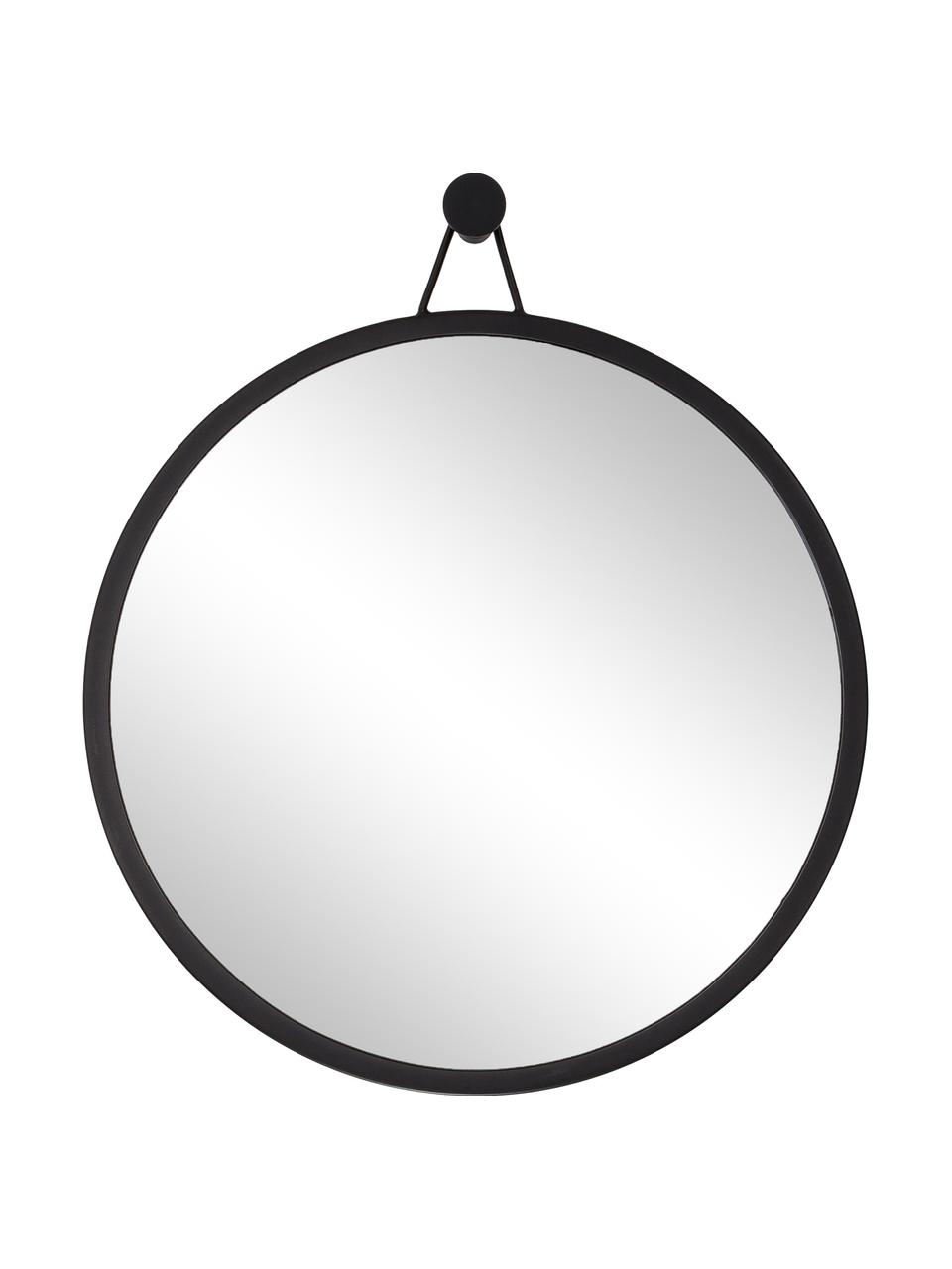 Okrúhle nástenné zrkadlo s kovovým rámom Lizzy, Čierna, Ø 60 x H 3 cm