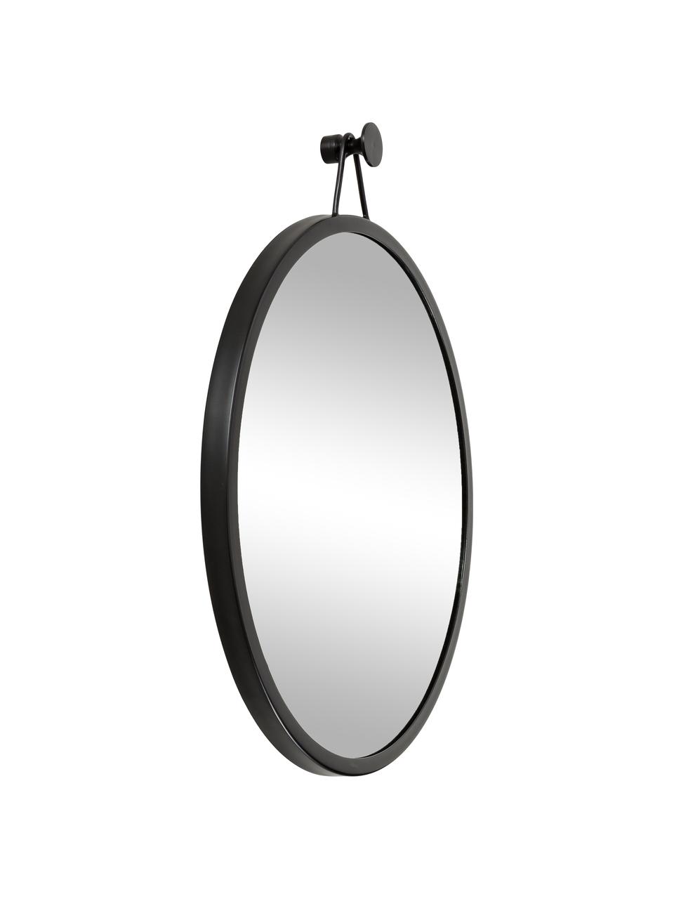 Specchio rotondo da parete con cornice in metallo nero Lizzy, Cornice: metallo verniciato a polv, Superficie dello specchio: lastra di vetro, Nero, Ø 60 x Prof. 3 cm