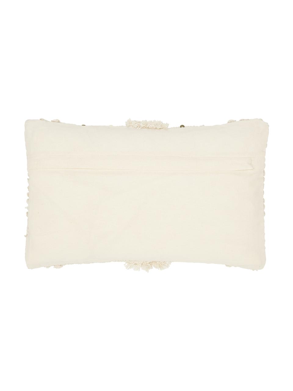 Housse de coussin rectangulaire ethnique Jolina, 100 % coton, Beige, larg. 30 x long. 50 cm