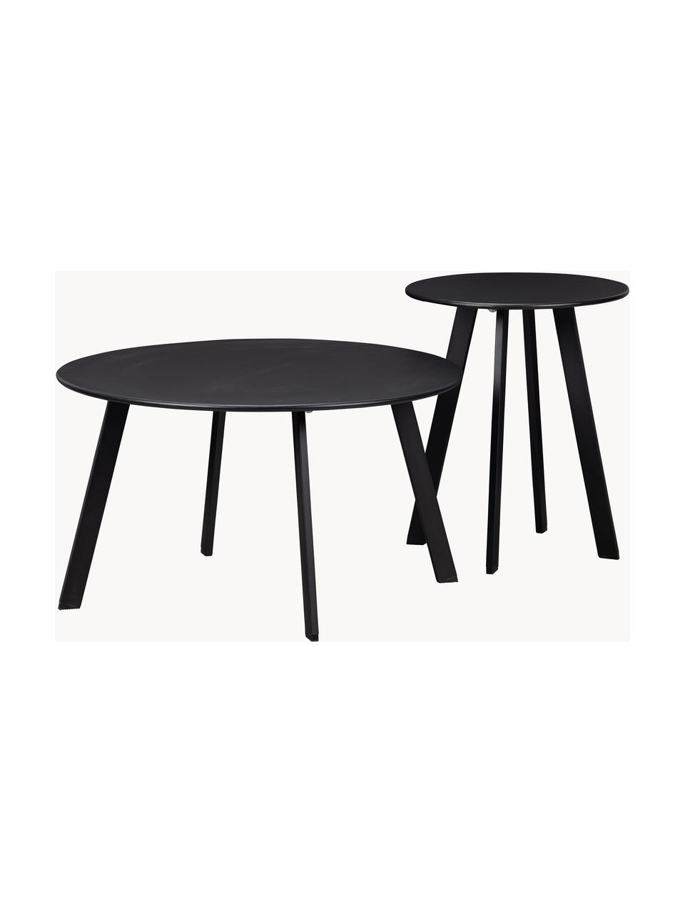 Zahradní odkládací stolek Fer, Potažený kov, Černá, Ø 40 cm, V 49 cm