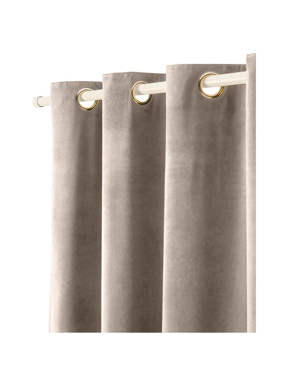 Sametové zatemňovací závěsy s kroužky Rush, 2 ks, 100 % polyester (recyklovaný), Taupe, Š 135 cm, D 260 cm