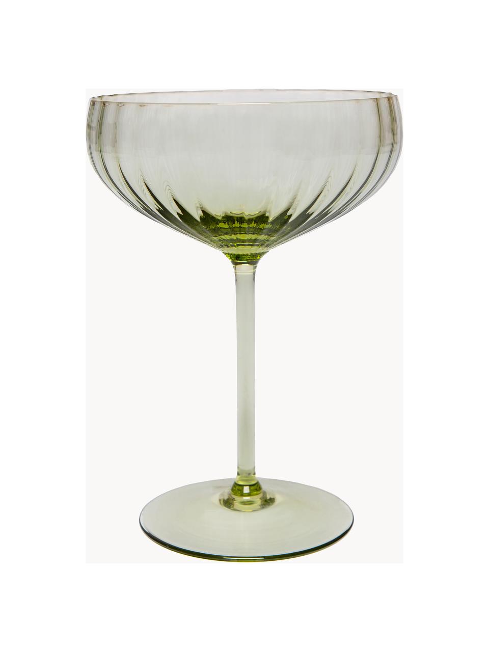 Sada ručně vyrobených sklenic na šampaňské Lyon, 2 díly, Sklo, Olivově zelená, Ø 12 cm, V 16 cm, 280 ml