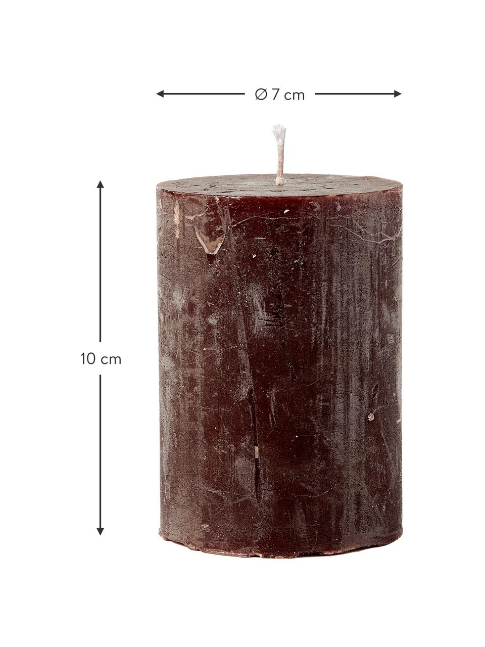 Handgemaakte zuilkaars Rustic in donkerbruin, Paraffine, Donkerbruin, Ø 7 x H 10 cm