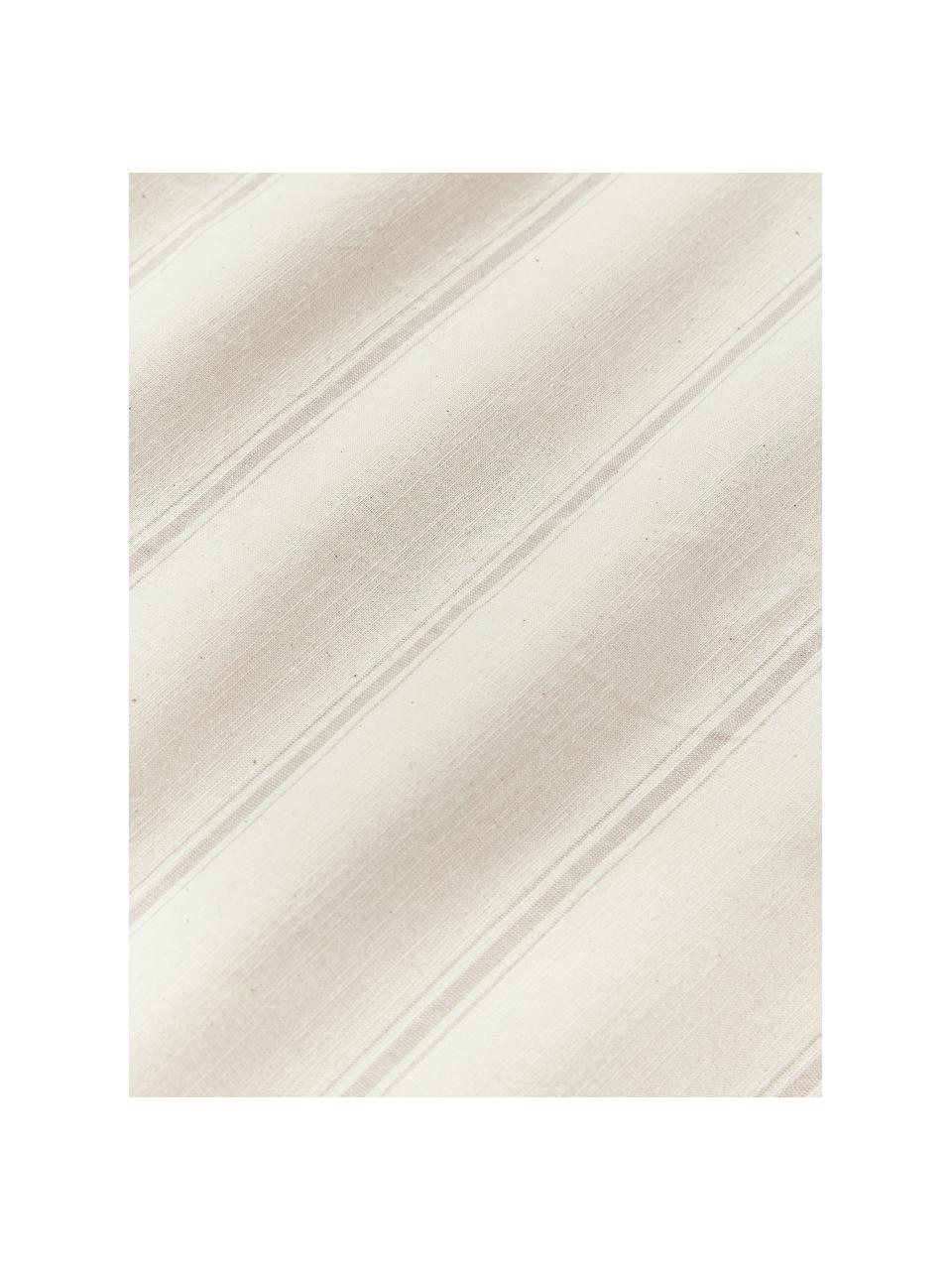 Housse de couette en coton délavé avec rayures Caspian, Beige, blanc cassé, larg. 200 x long. 200 cm
