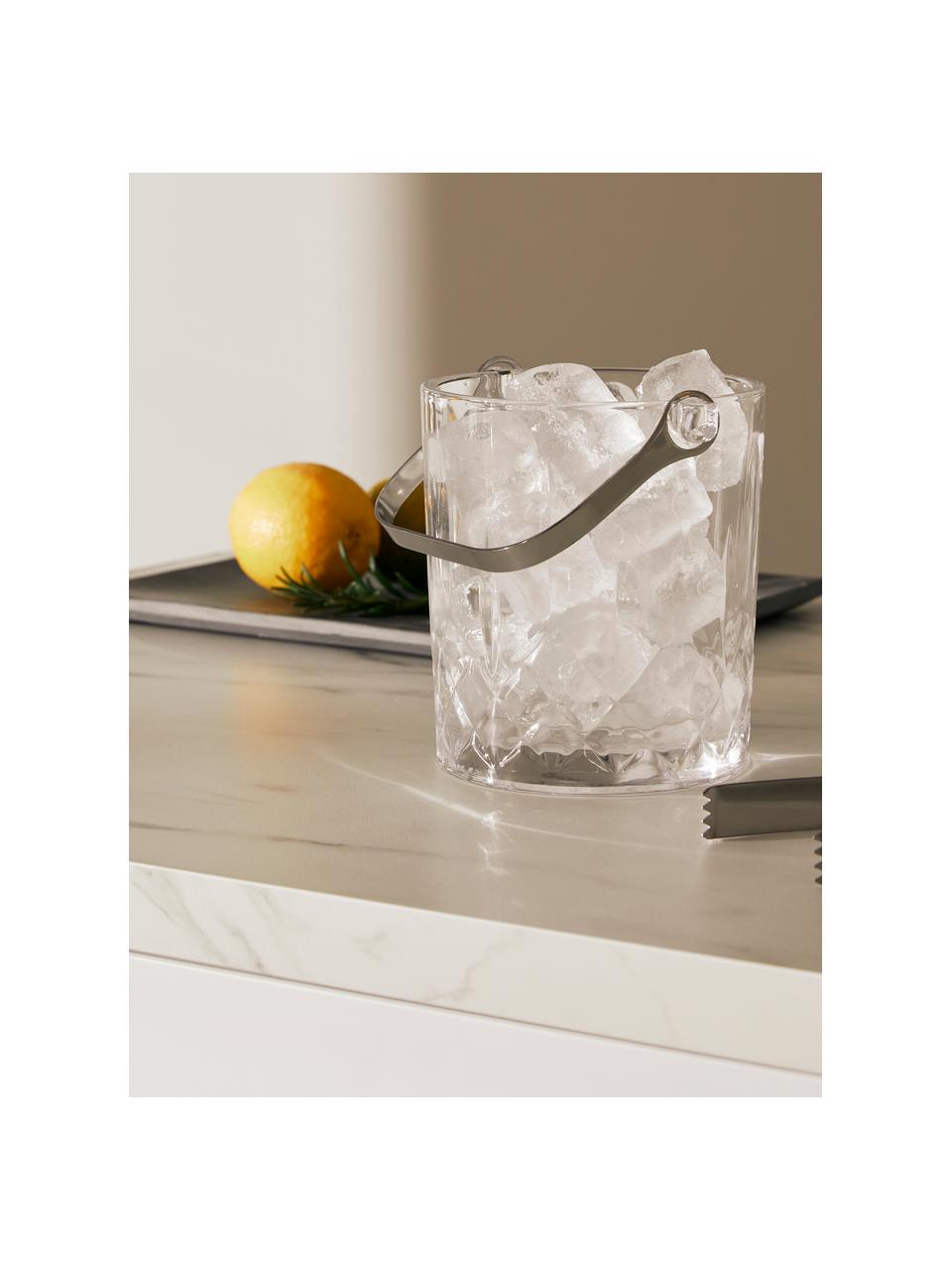 Kleine ijsemmer Harvey met ijstang en kristalreliëf, Glas, Transparant, Ø 13 x H 14 cm