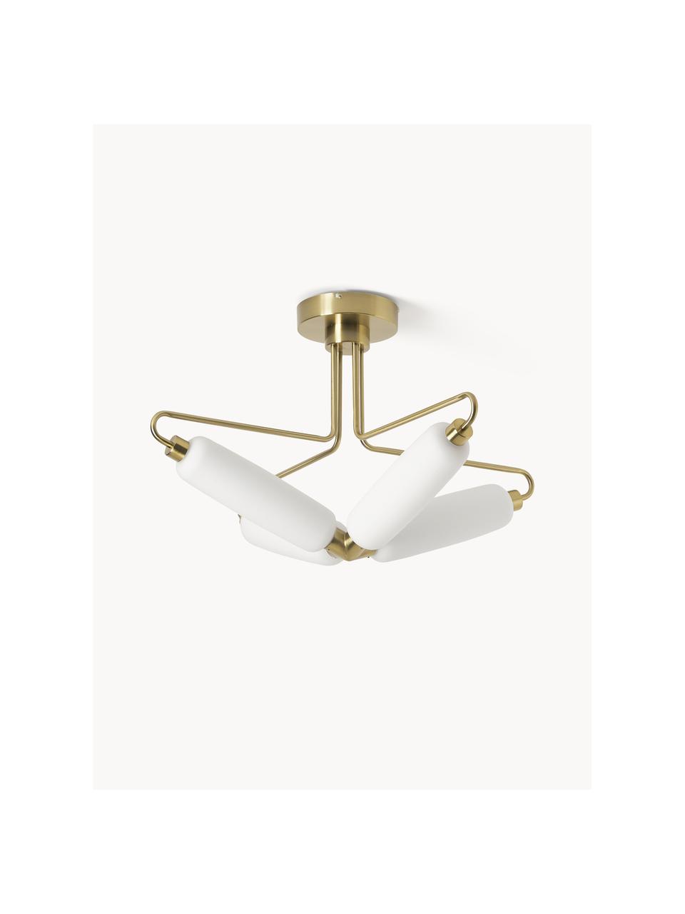 Plafón LED Tate, Anclaje: metal latón, Dorado, blanco, Ø 76 x Al 46 cm