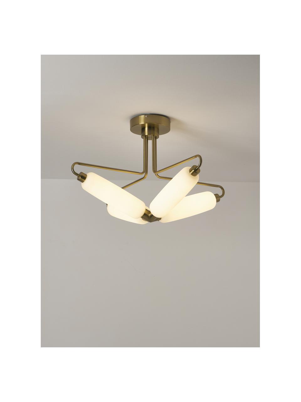 Plafón LED Tate, Anclaje: metal latón, Dorado, blanco, Ø 76 x Al 46 cm