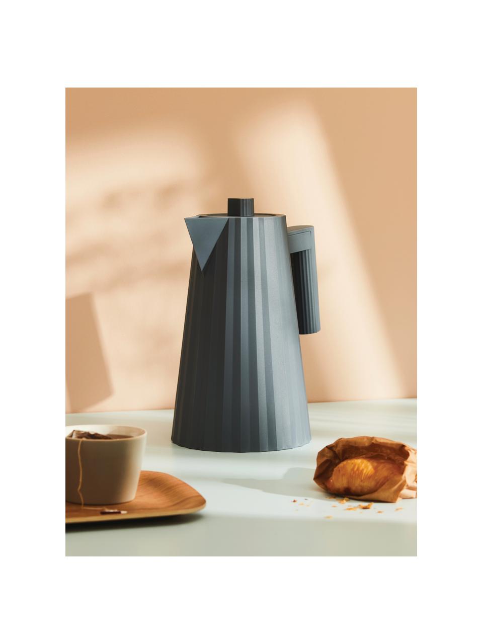 Rychlovarná konvice se strukturovaným povrchem Plissé, 1,7 l, Termoplastická pryskyřice, Šedomodrá, Š 21 cm, V 29 cm