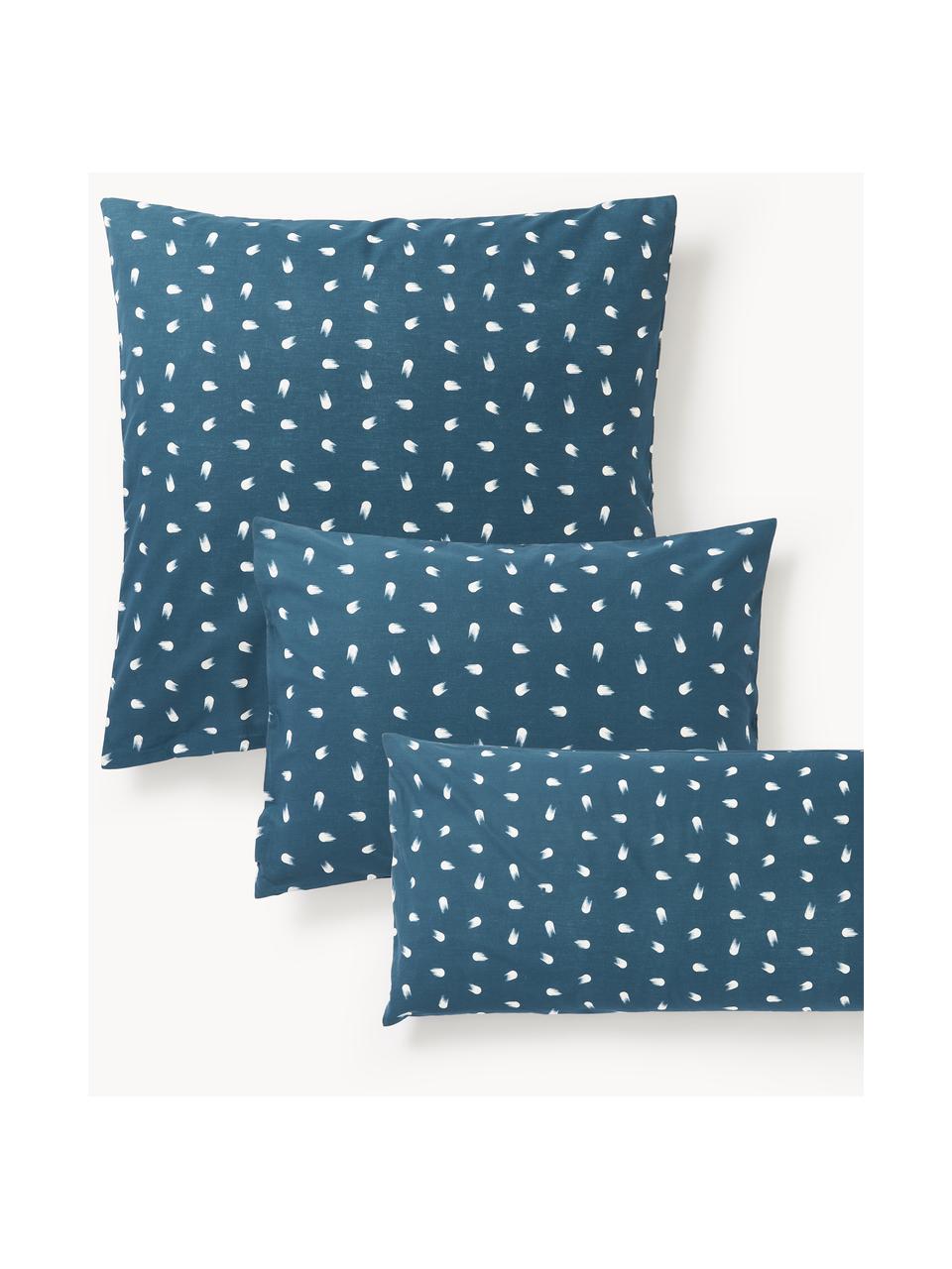 Katoenen kussenhoes Amma met stippenpatroon, Weeftechniek: renforcé Draaddichtheid 1, Blauw, B 60 x L 70 cm