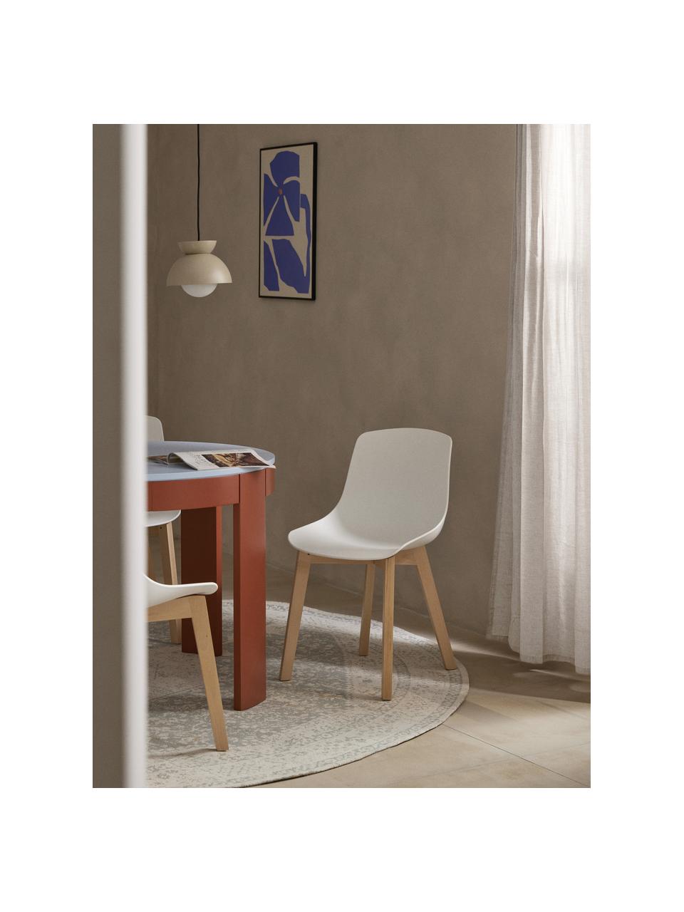 Chaises scandi en plastique Dave, 2 pièces, Blanc, bois de hêtre, larg. 46 x haut. 52 cm