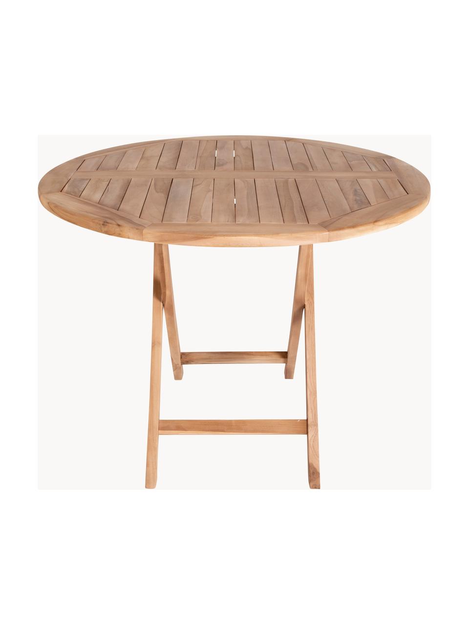 Skladací záhradný stolík z tíkového dreva Oviedo, Ø 100 cm, Tíkové drevo, Tíkové drevo, Ø 100 x V 75 cm