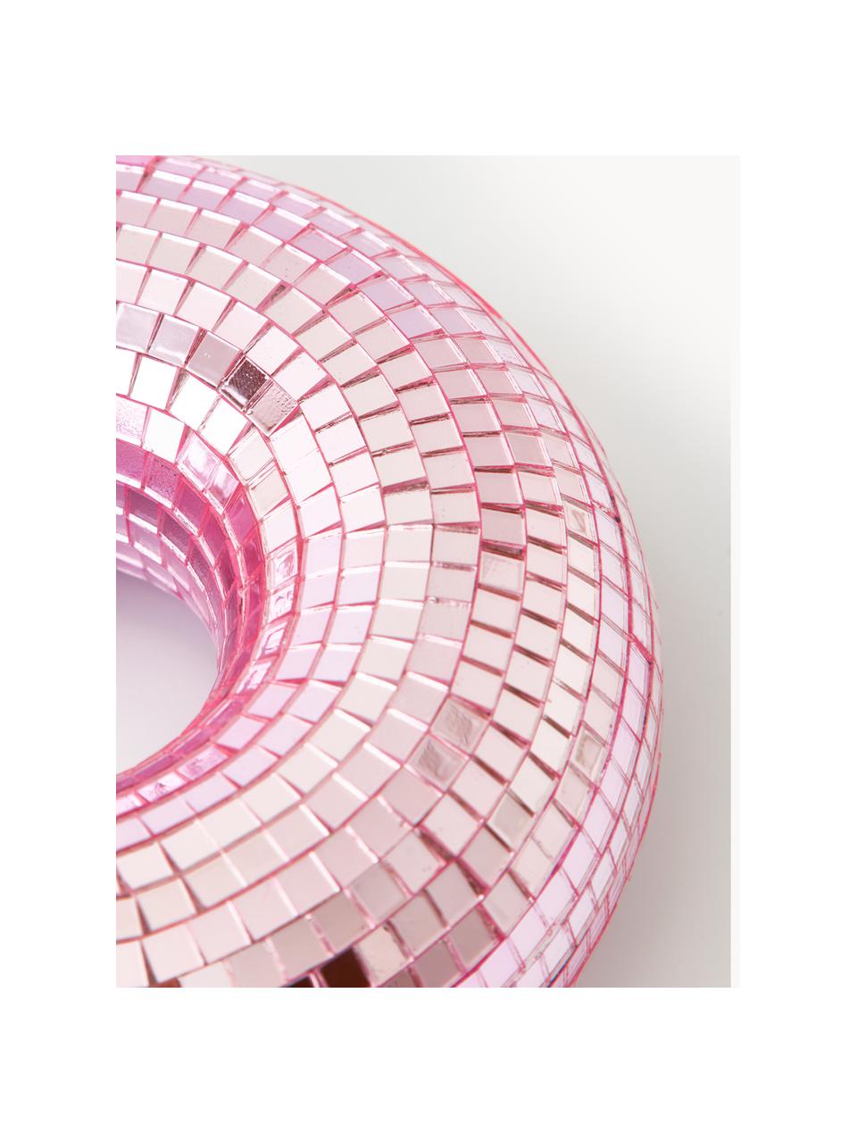 Oggetto decorativo scintillante Disco Donut, Vetro, resina, Rosa chiaro, Ø 15 cm