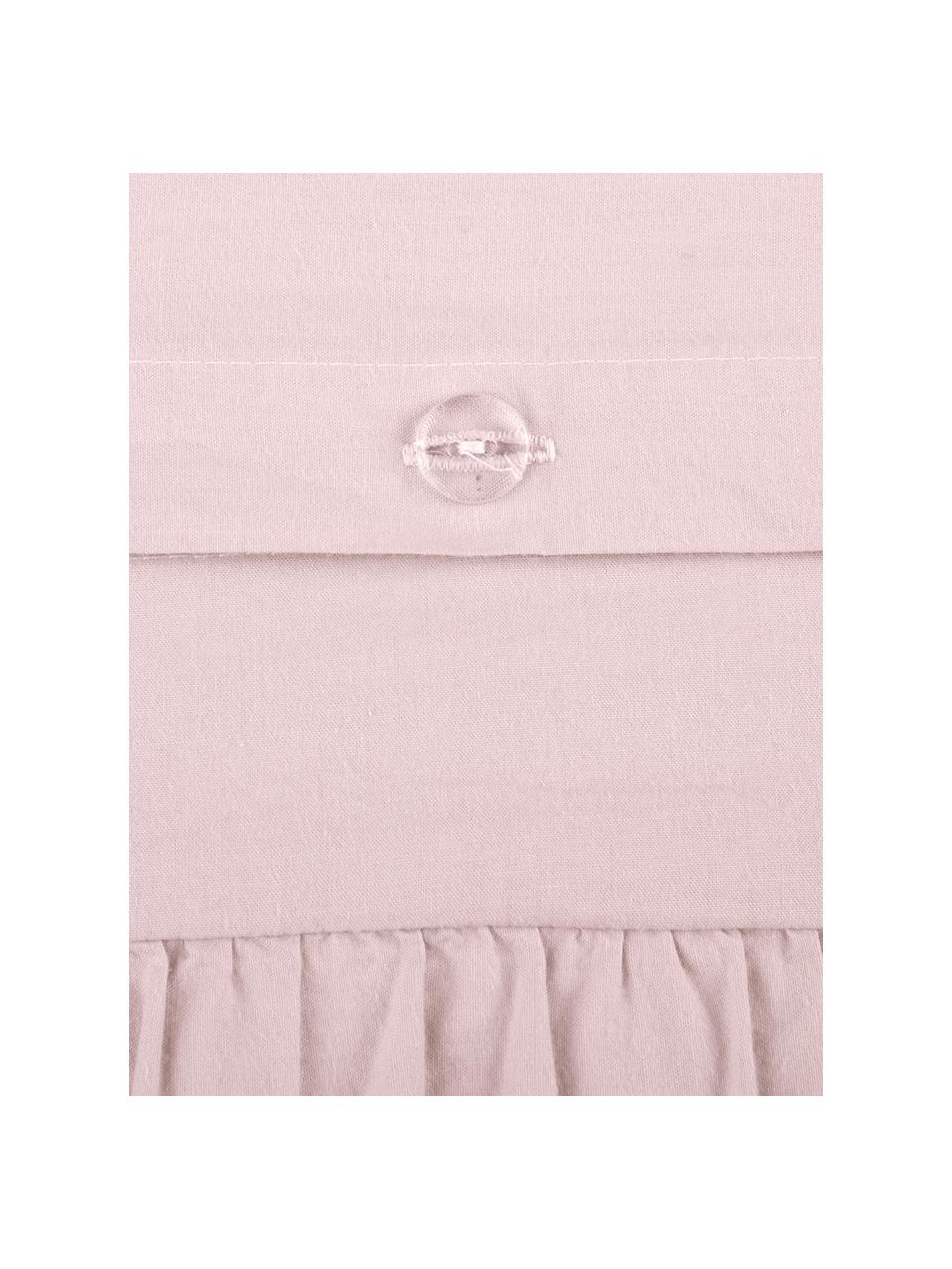 Biancheria da letto in cotone lavato con volant Florence, Rosa, 155 x 200 cm + 1 federa 50 x 80 cm