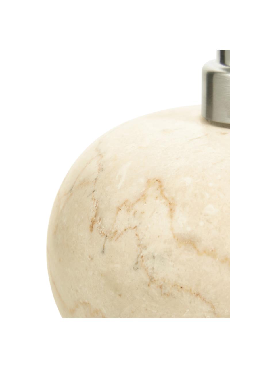 Dosatore di sapone in marmo Luxor, Testa della pompa: acciaio inossidabile, Beige marmo, argento, Ø 12 x A 13 cm