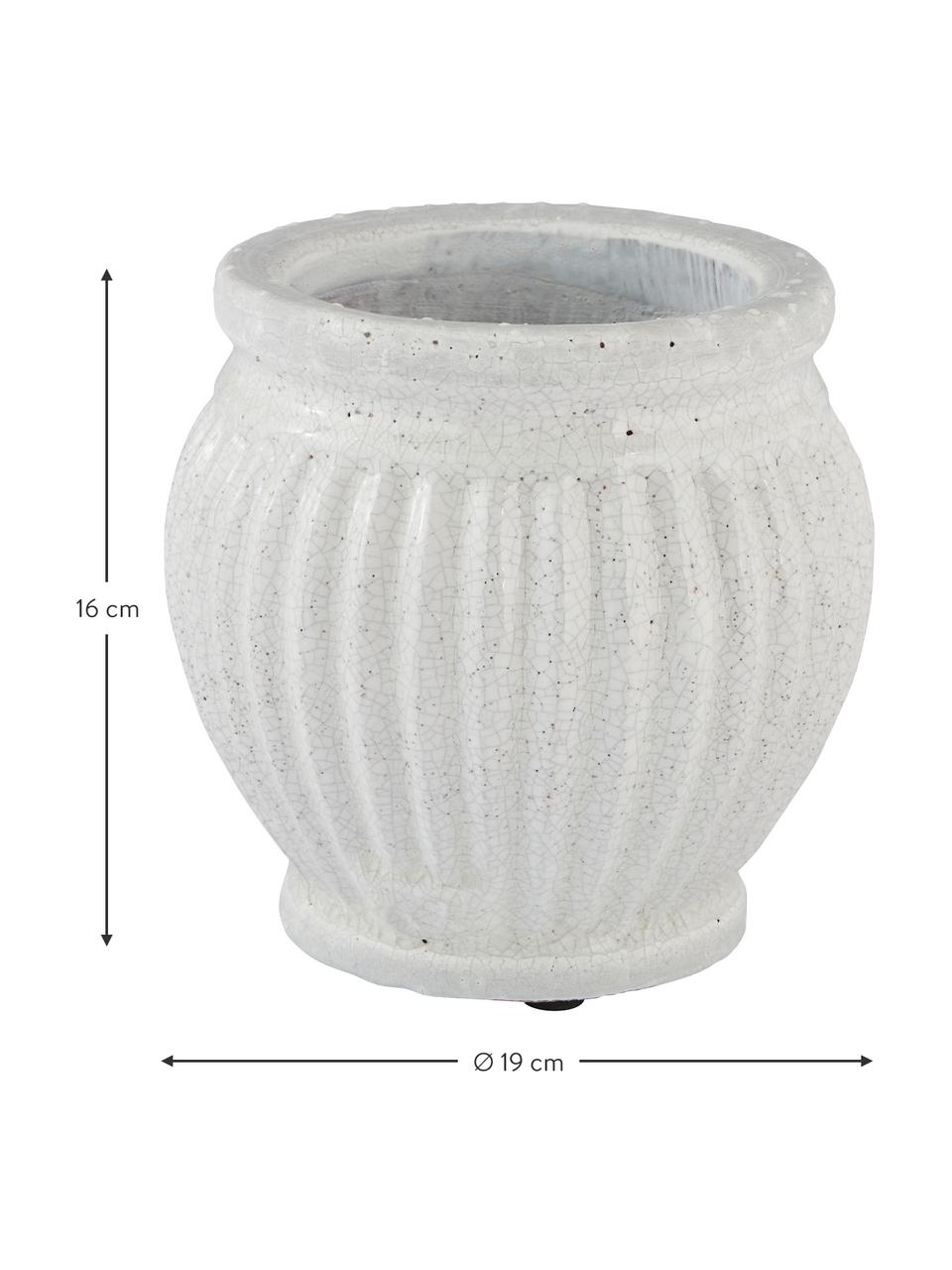 Handgefertigter Keramik-Übertopf Catinia in Grau, Keramik, Hellgrau, Ø 19 x H 16 cm