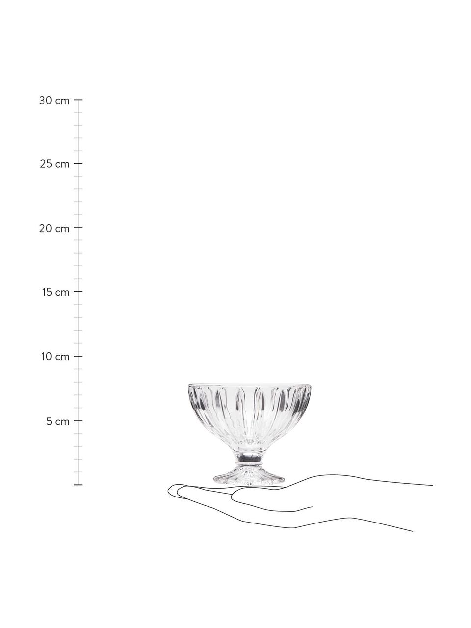 Coupe à glace avec structure rainurée Hudson, 6 pièces, Verre, Transparent, Ø 10 x haut. 8 cm