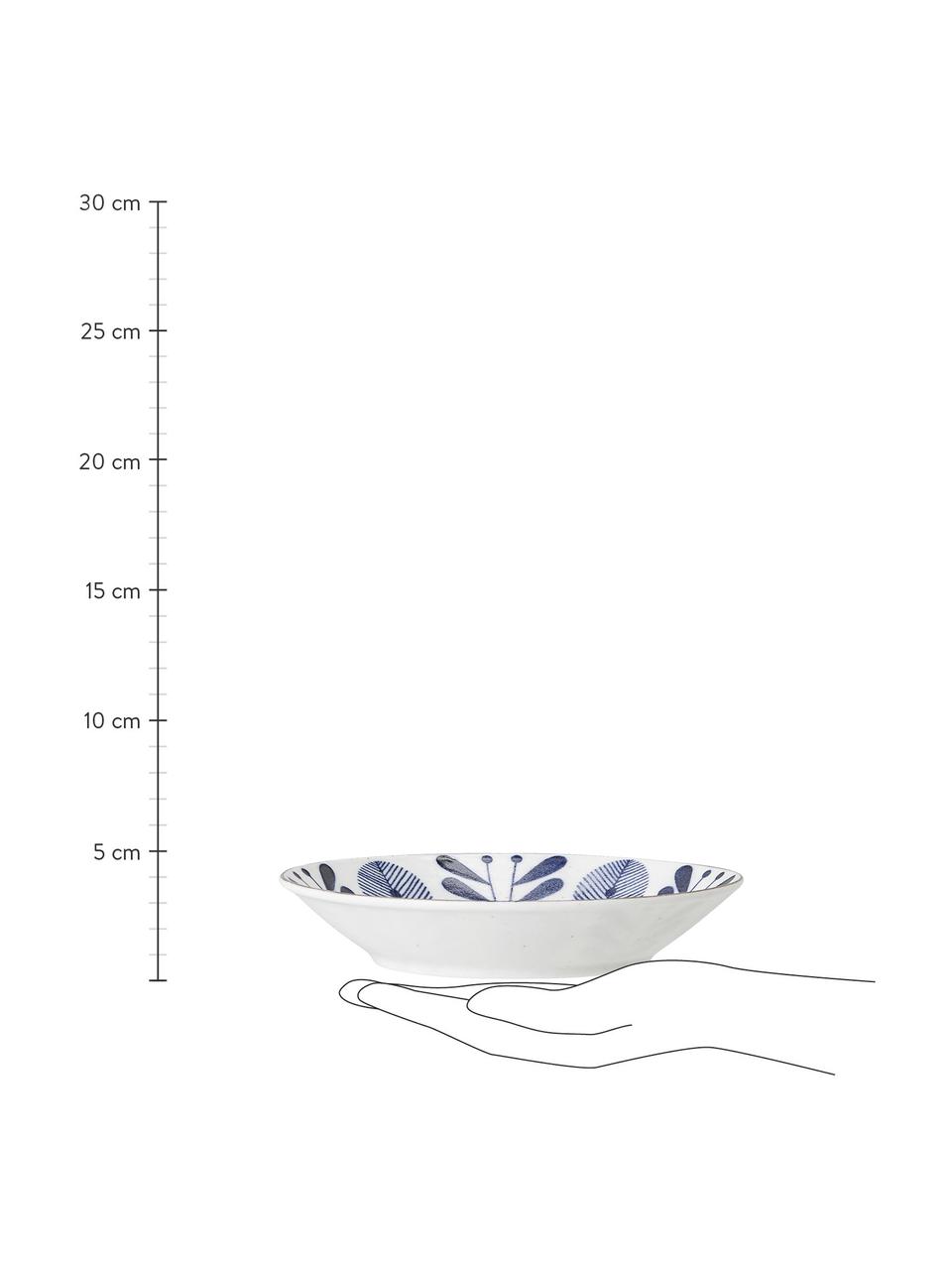 Ciotola da portata in porcellana fatta a mano Camellia, Porcellana, Bianco, blu, dorato, Ø 22 x Alt. 6 cm