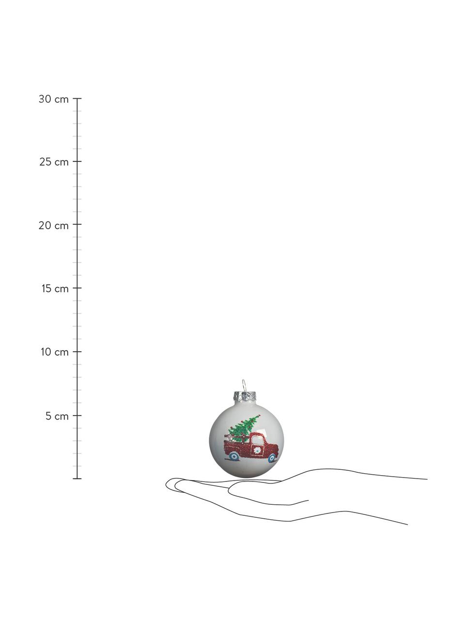 Weihnachtskugeln Cars Ø 6 cm, 3 Stück, Weiss, Rot, Silberfarben, Ø 6 cm