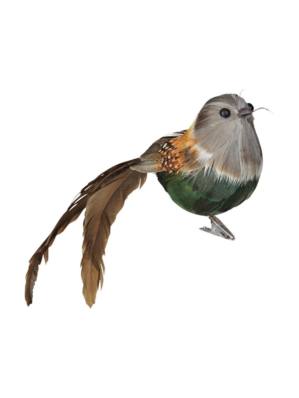 Uccellino decorativo Tori 2 pz., Verde, marrone, grigio, L 21 x A 7 cm