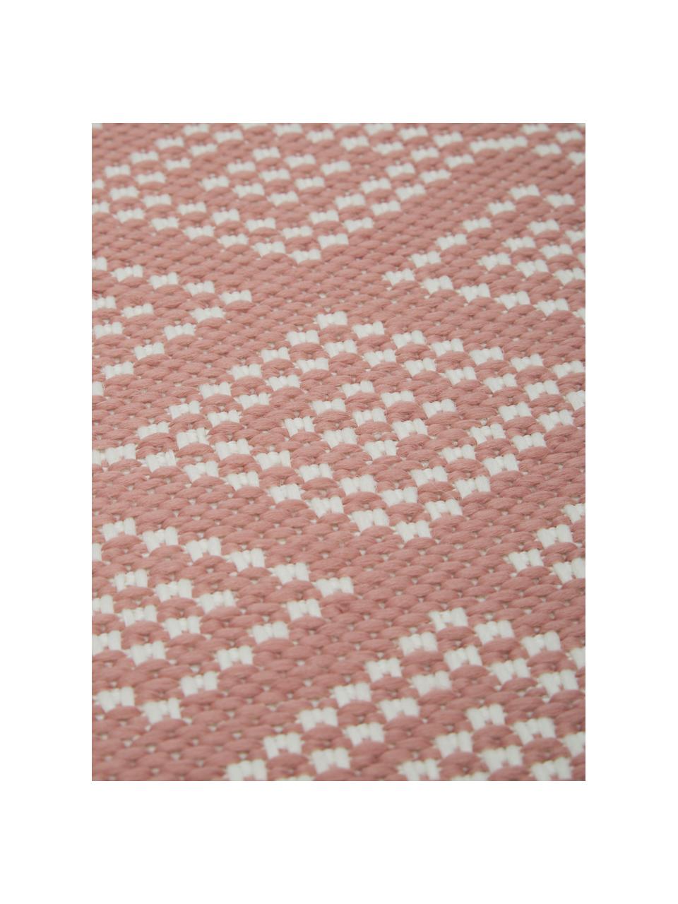 Tapis d'extérieur rond corail Capri, Blanc, rouge