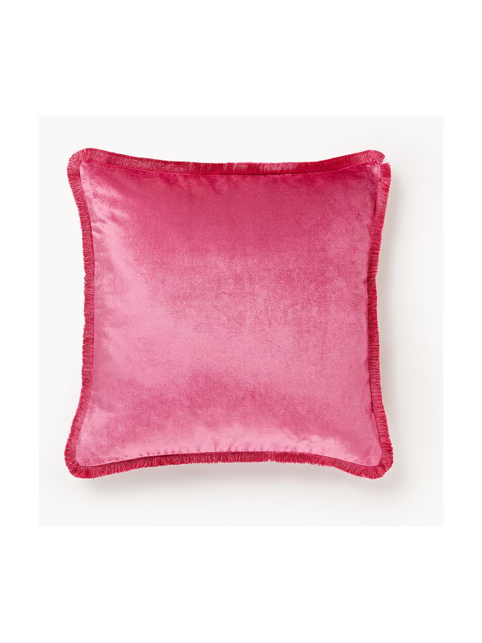 Kissenhülle Nikita mit Fransen, Fransen: 100 % Viskose Das in dies, Pink, B 50 x L 50 cm