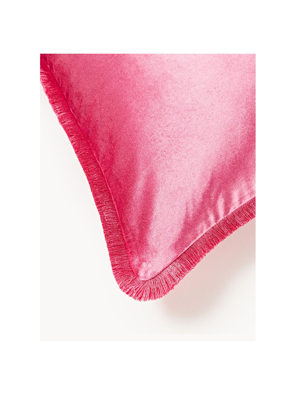 Kissenhülle Nikita mit Fransen, Fransen: 100 % Viskose Das in dies, Pink, B 50 x L 50 cm