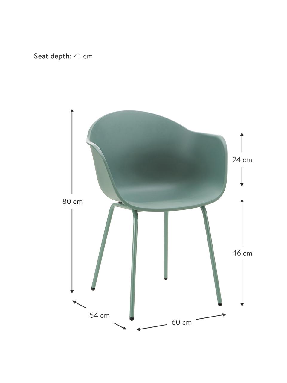 Gartenstuhl Claire, Sitzschale: 65% Kunststoff, 35% Fiber, Beine: Metall, pulverbeschichtet, Grün, B 60 x T 54 cm
