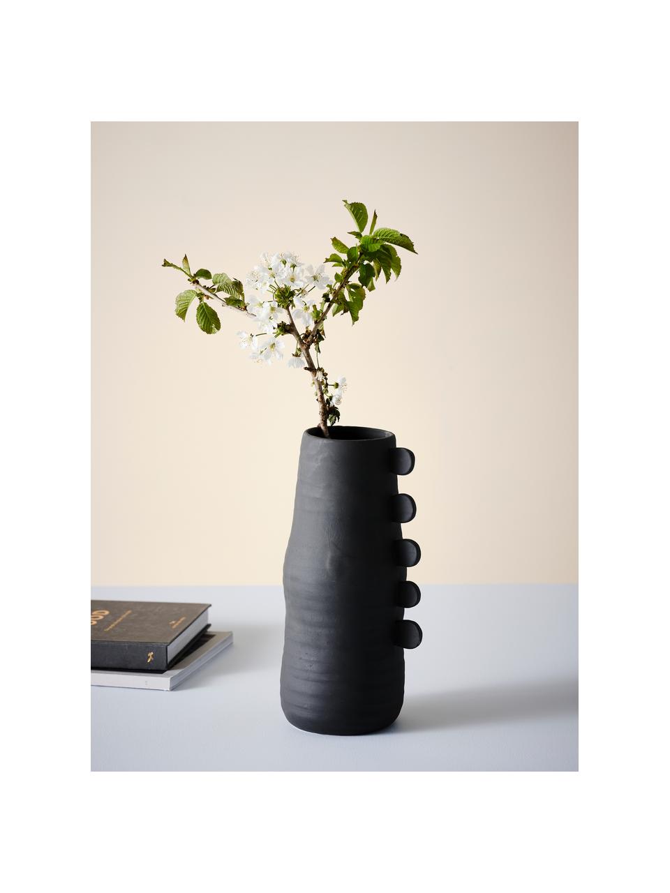 Design-Vase Stila in Schwarz, Polyresin, Schwarz, B 13 x H 31 cm